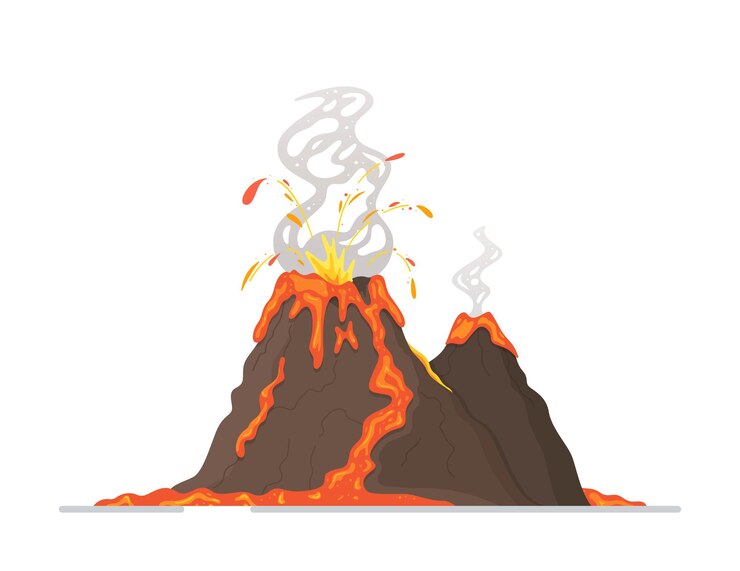 Vector 一個孤立的火山的向量插圖火山爆發和流動的岩作為自然災害