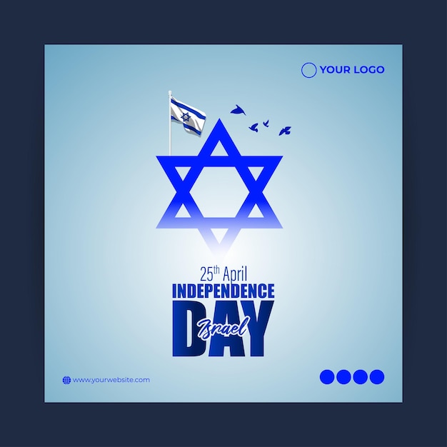 이스라엘 독립 기념일 소셜 미디어 스토리 피드 모형 템플릿의 벡터 그림