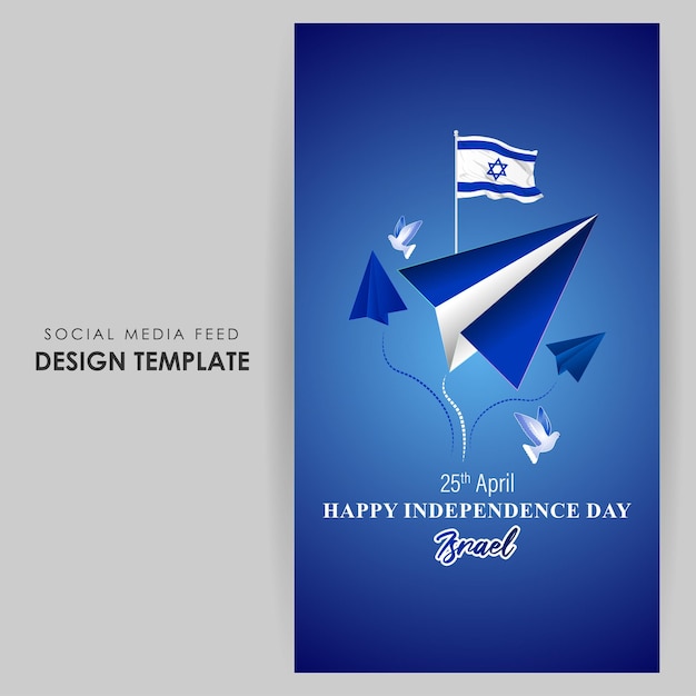 Vector illustration of Israel Independence Day social media story feed mockup template