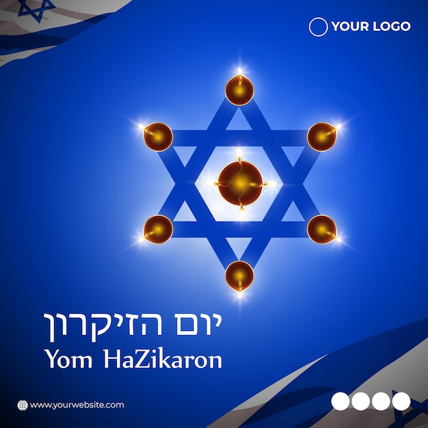 Vector illustration of Israel Memorial Day social media story feed mockup template