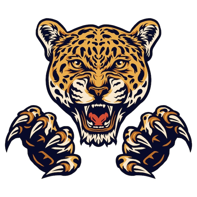 Vector vector illustration of jaguars and claws