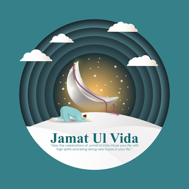 Vector illustration of Jamat Ul Vida wishes greeting