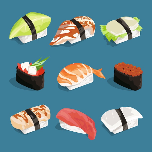 Vector illustration of japanese classical food.