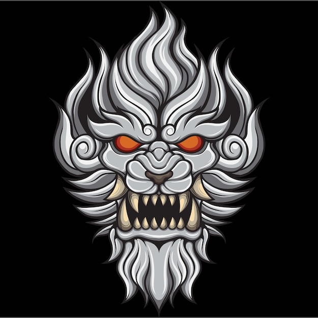 Vector illustration of japanese lion komainu