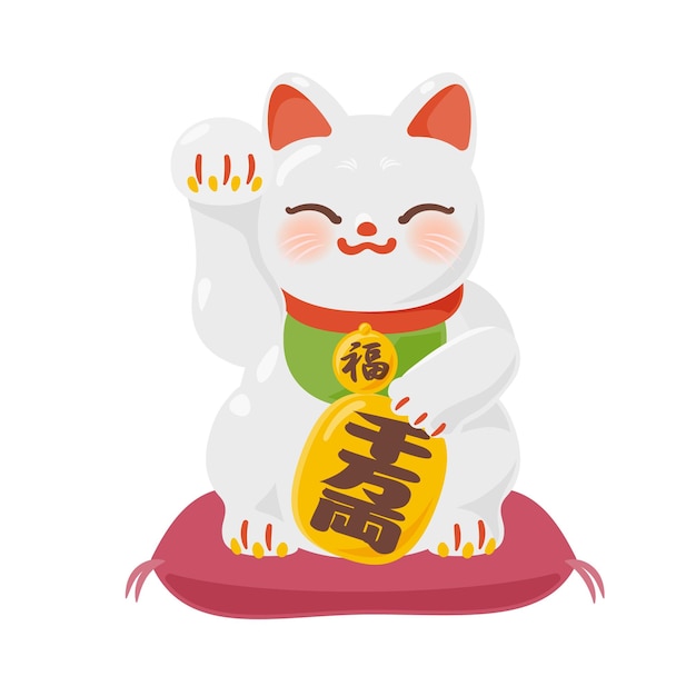日本の新年オブジェクトマネキネコのベクトルイラスト