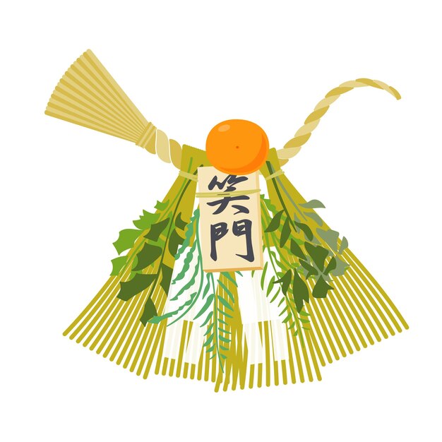 Vector vector illustration of japanese new year object syoumonkazari