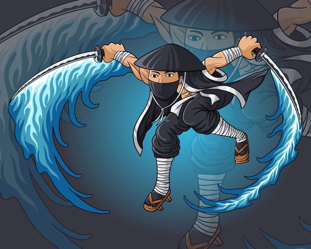 Vector Illustration of Japanese ninja warrior