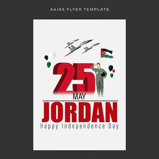Vector illustration of Jordan National Day social media story feed mockup template
