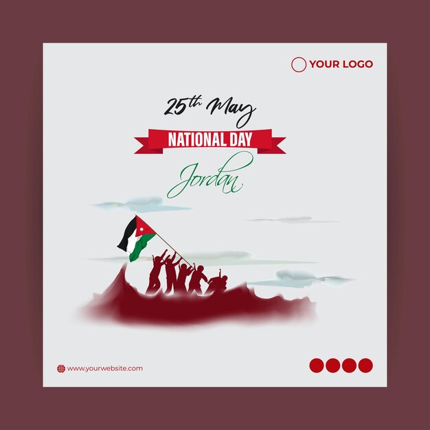 Vector vector illustration of jordan national day social media story feed mockup template