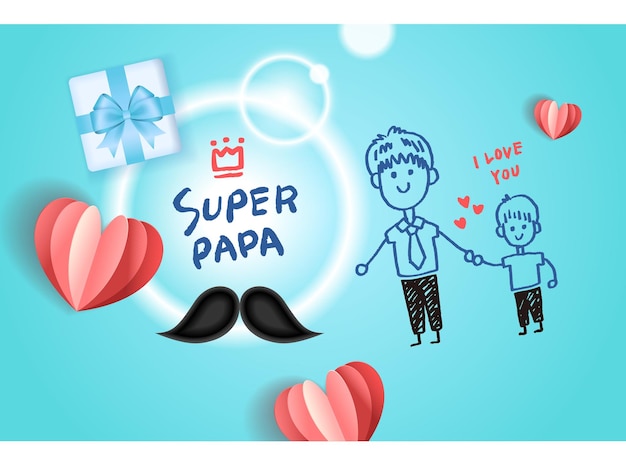 Vector vector illustration of joyous celebration of happy father's day hand drawn