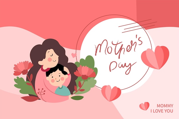 Vector illustration of joyous celebration of Happy Mother's Day mother