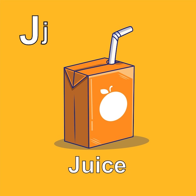 Vector illustration of juice flashcard alphabet for children teaching