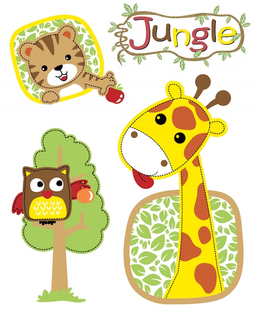 vector illustration of jungle animals cartoon