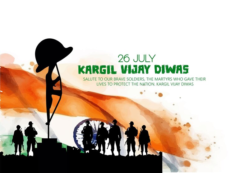 Vector illustration of Kargil Vijay Diwas with tricolor indian flag