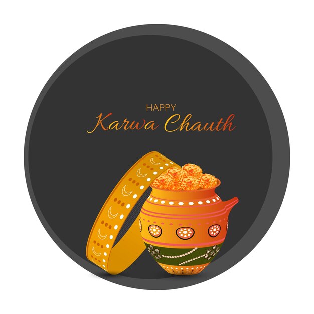 Illustrazione vettoriale per karwa chauth un festival indiano il giorno in cui le mogli digiunano per tutto il giorno