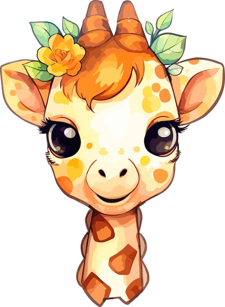 Vector illustration kawaii giraffe sticker