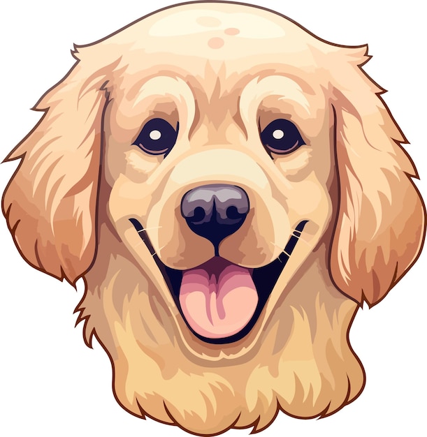 Illustrazione vettoriale kawaii adesivo golden retriever