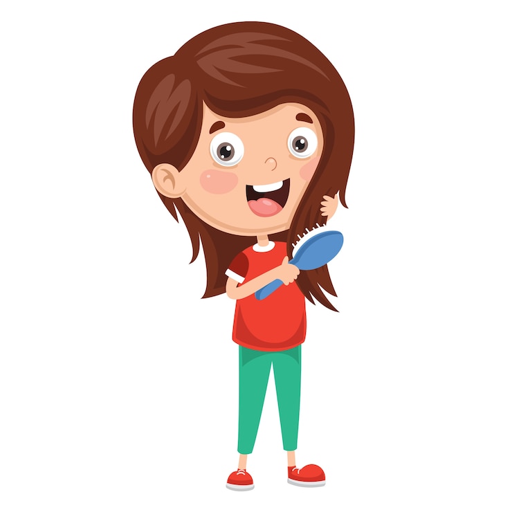 वेक्टर vector illustration of kid brushing hair