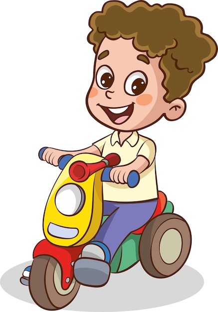 Vector Illustration Of Kid Cycling