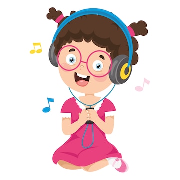 Premium Vector | Vector illustration of kid listening music