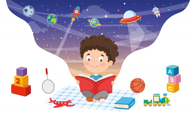 Векторная иллюстрация книги для чтения малышей