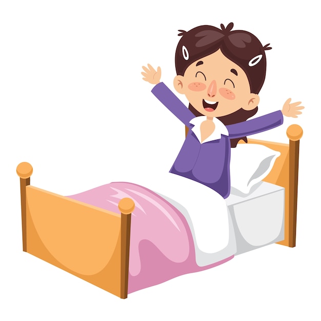 Vector vector illustration of kid waking up