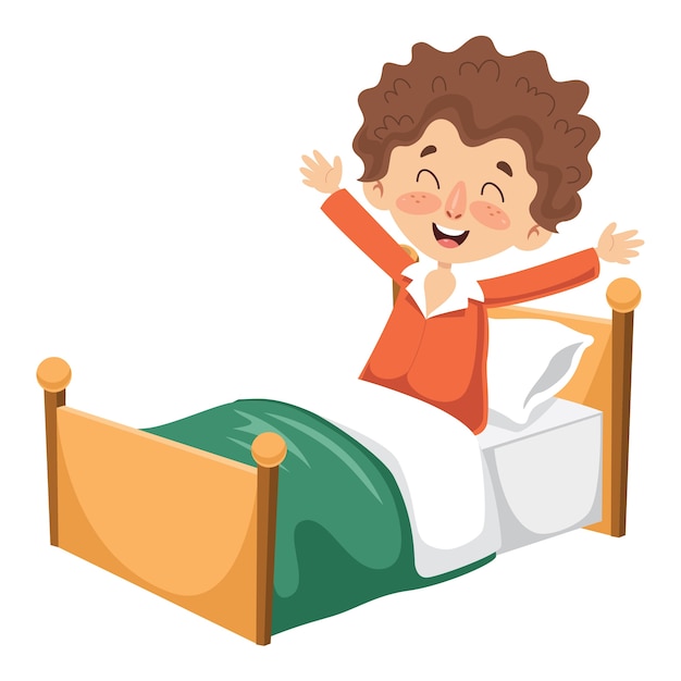 Vector illustration of kid waking up