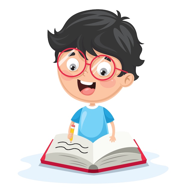 Vector Illustration Of Kid Writing