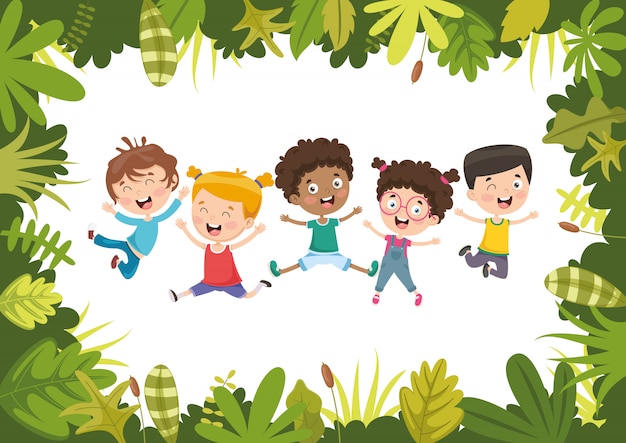 Vector illustration of kids nature