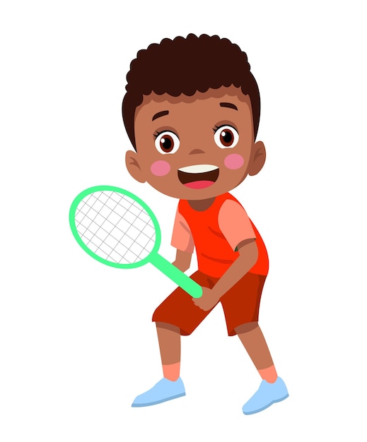 Vector Illustration Of Kids Playing Tennis