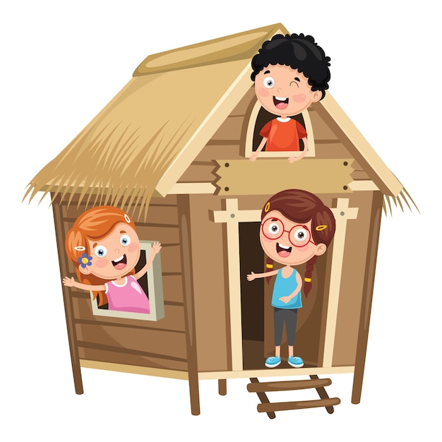 Vector illustration of kids playing