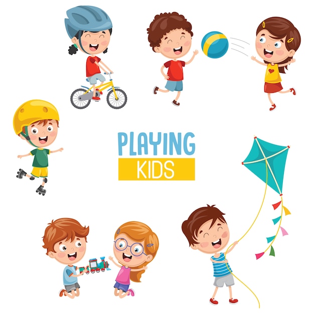 Vector Illustration Of Kids Playing 