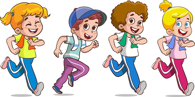 vector illustration of kids running race