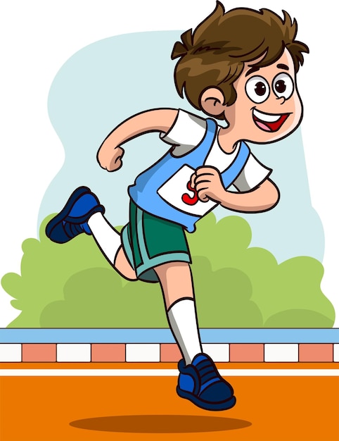 Vector vector illustration of kids running race