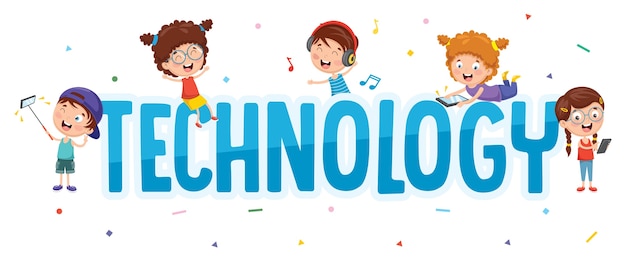 Vector illustration of kids technology