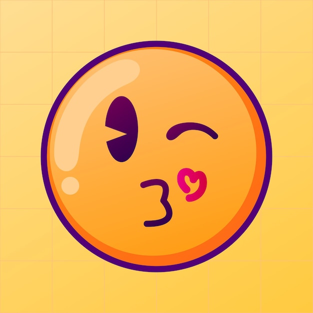 Vector Illustration of Kissing Emoji