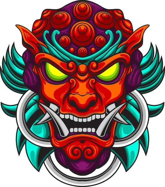 Vector illustration of komainu japanese lion dog