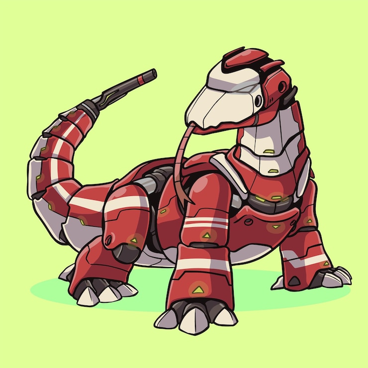Vector vector illustration of komodo dragon robot, indonesian rare animal mascot