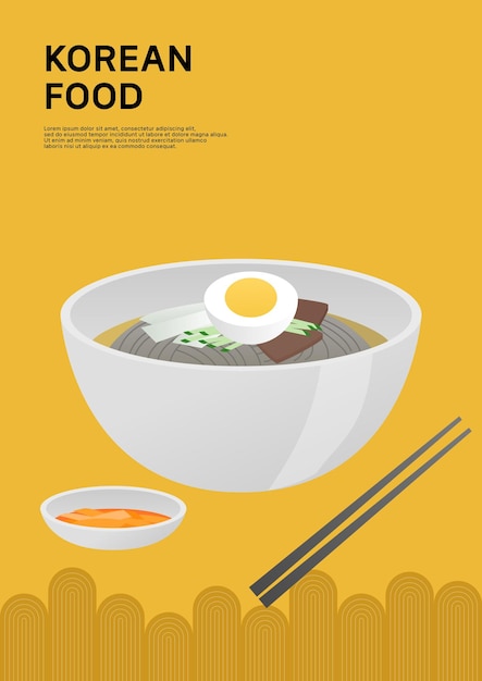 vector illustration of Korean cold noodles