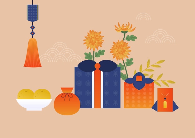 Vector vector illustration of korean holiday gifts