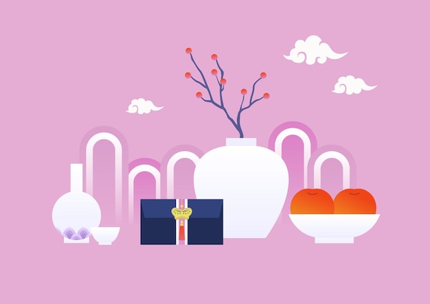 Vector illustration of Korean traditional ceramic wares