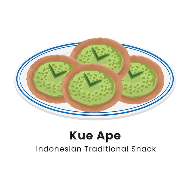 Vector vector illustration of kue ape indonesian traditional crispy crepes pancake