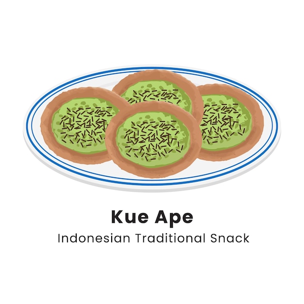 Vector vector illustration of kue ape indonesian traditional crispy crepes pancake