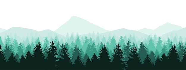 Vector vector illustration landscape mountain nature forest background pine tree vector