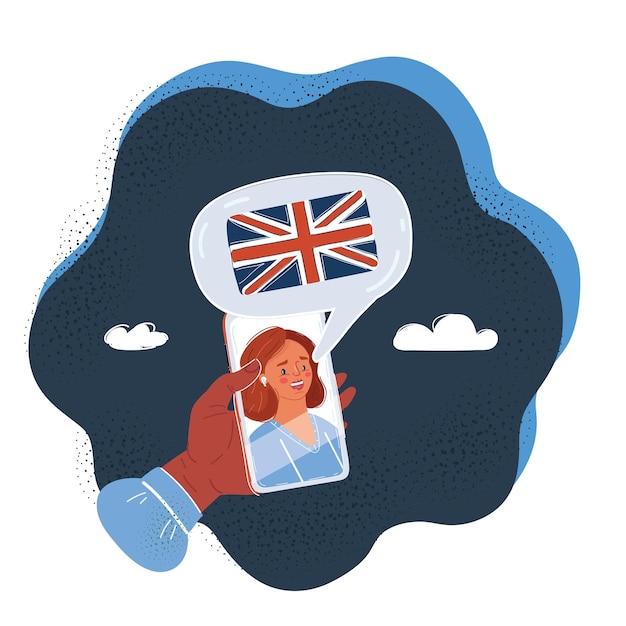 vector illustration of language learning app smartphone interfac online english lessons screen