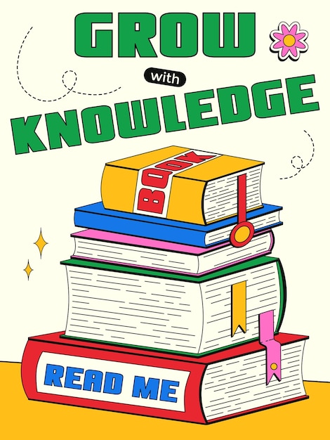 Vector illustration of a large stack of books stacked on top of each other