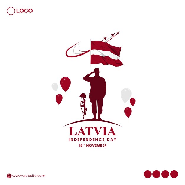 라트비아 독립 기념일 소셜 미디어 피드 템플릿의 벡터 그림