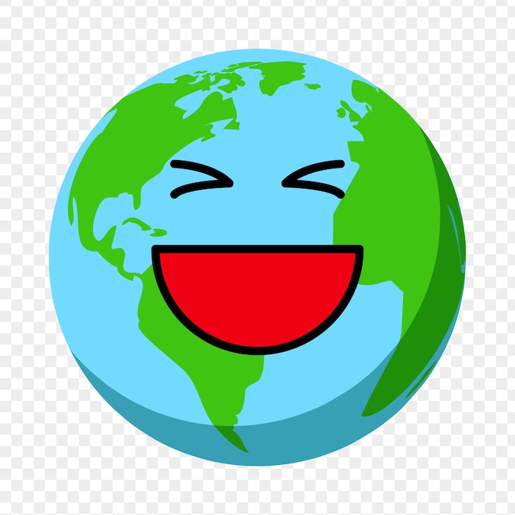 Vector 透明な背景の笑う地球のエモジのベクトルイラスト