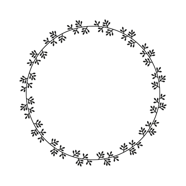 Векторная иллюстрация листовой круглой рамки