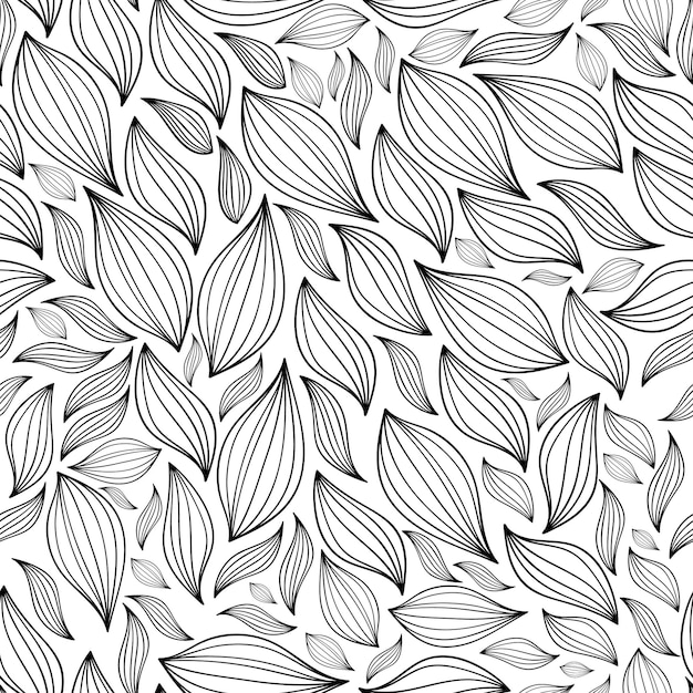 Vector illustration of leaves seamless pattern Floral organic background Hand drawn leaf texture